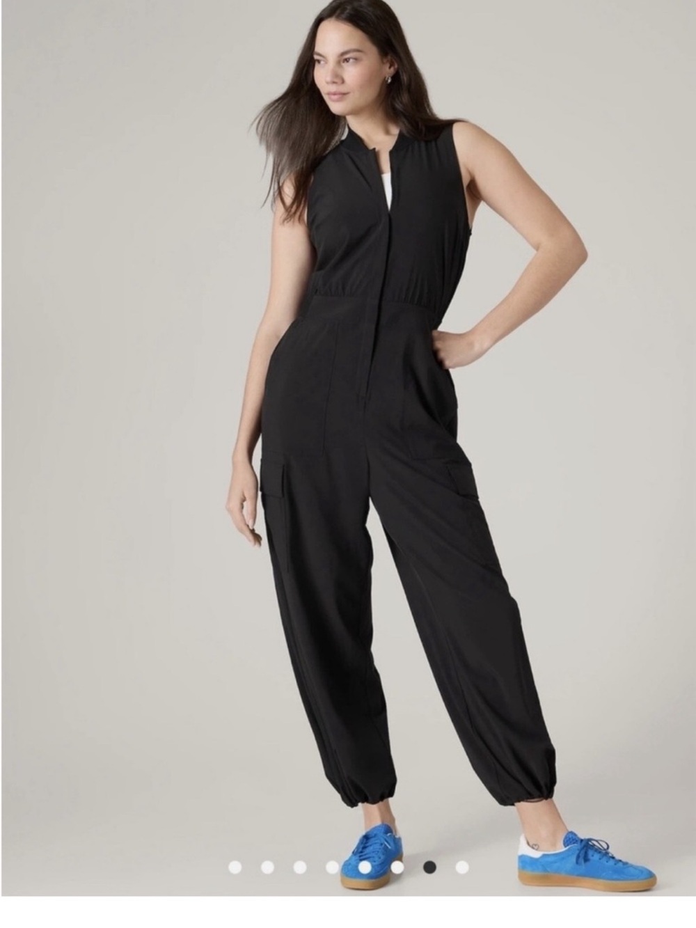 Athleta Sleeveless Zip-Front Jumpsuit in Black